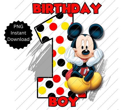 Mickey Mouse Png 1st Birthday PNG Mickey Birthday Graphic - Etsy Australia