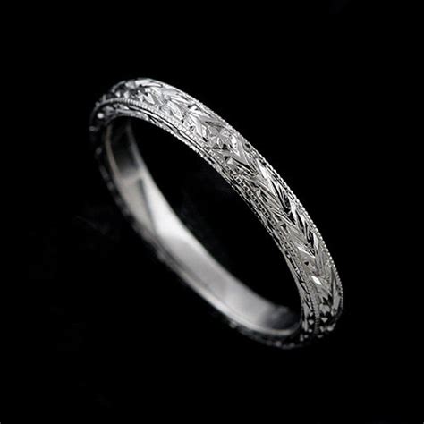 Engraved Wedding Band, Antique Style Wedding Ring, Women's Wedding Ring ...