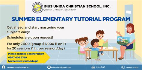 Summer Elementary Tutorial Program Imus Unida Christian School