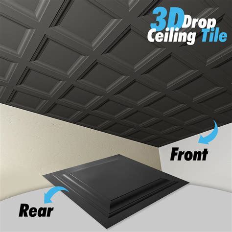 Art D Pack Square Black Drop Ceiling Tile Ft X Ft Pvc Ceiling