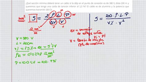 Ejercicio Cálculo De Sección En Conductores Youtube