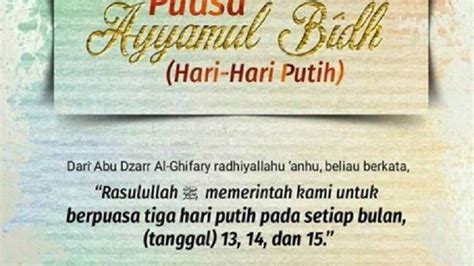 Jadwal Ayyamul Bidh Januari 2022 Berikut Niat Dan Panduan Ibadah Puasa Pertengahan Bulan