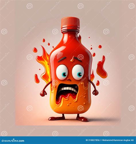 Flaming Hot Sauce Bottle Character Generative Ai Stock Illustration Illustration Of Cute