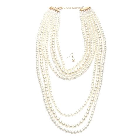 Faux Pearl Multistrand Necklace And Drop Earrings Bellechic