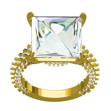 Princess Cut Hidden Halo Engagement Ring 3D model 3D printable | CGTrader