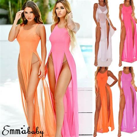 Sommer Frauen Badeanzug Bikini Cover Up Sexy Strand Abdeckung Ups Chiffon Lange Kleid Elegante