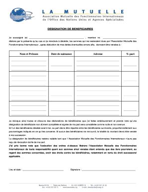 Fillable Online Lamutuelle Nom Et Prnom Date De Naissance Adresse