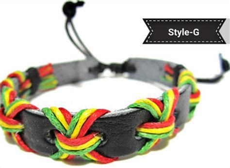 Rasta Bracelet Leather Bracelet Braided Bracelet Jamaican Etsy