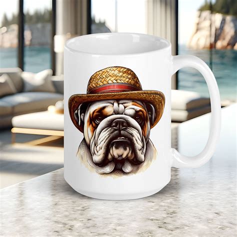 Bulldog Mug Bulldog Wearing A Straw Hat Fun T For Dog Lover Cute