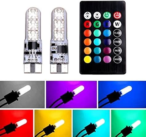 OtpOutopa Car T10 RGB LED Bulb Width Light With Remote Control W5W 194