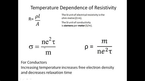 Current Electricity Lesson Temperature Dependence Of Resistivity