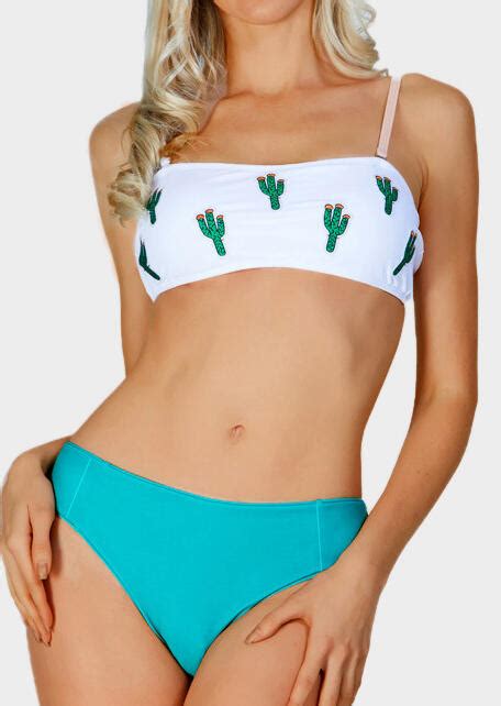 Cactus Sexy Bikini Set White Fairyseason