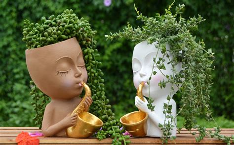 Amazon Sax Face Planter Head Planter Indoor Plant Pots Lady