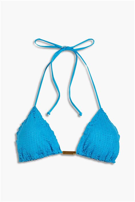 Buy Vix Paula Hermanny Scales Ripple Laser Cut Triangle Bikini Top Blue