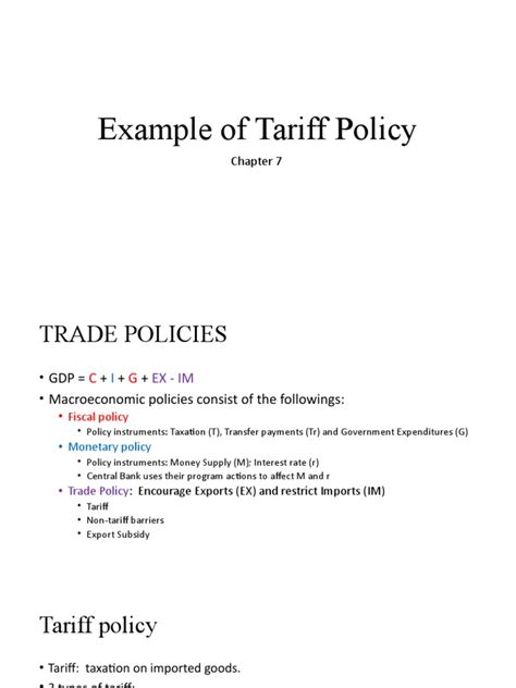 Chapter7-Example of Tariff Policy | PDF | Economic Surplus | Tariff