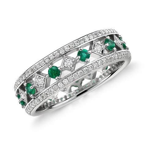 Gala Emerald and Diamond Eternity Ring in 18k White Gold | Blue Nile