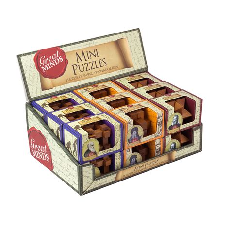 Great Minds Mini Wooden Puzzles Display (18) | Professor Puzzle