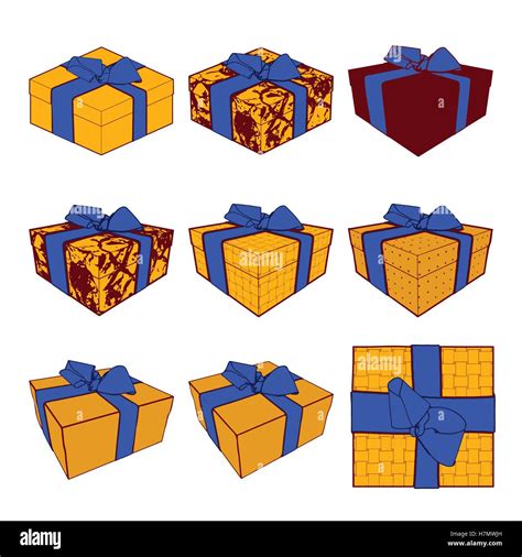 Set Of Colorful Gift Boxes With Bows And Ribbons Vector Illustration