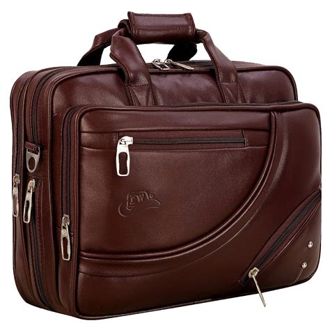 Expandable Leatherette Brown Unisex Office Laptop Messenger Bag