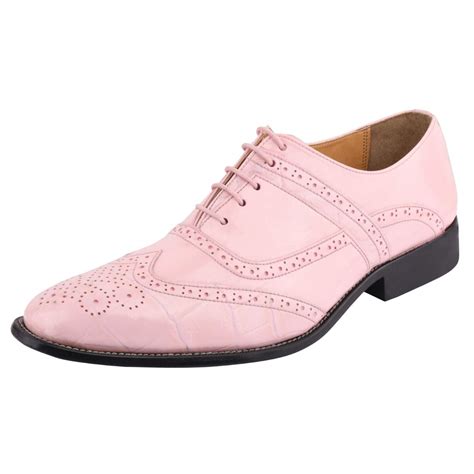 LIBERTYZENO Mens Pink Leather Oxford Dress Shoes Hornback Print Male ...