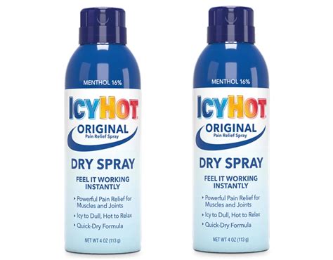 2 Pack ICY HOT Medicated Pain Relief Spray Maximum Strength 4 Oz Each