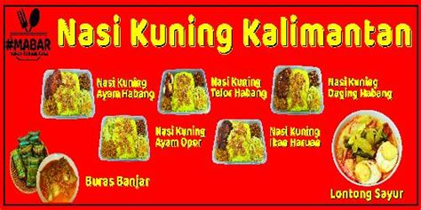 Daftar Harga Menu Delivery Mabar Nasi Kuning Kalimantan Gunung Putri Jakarta Terbaru 2024