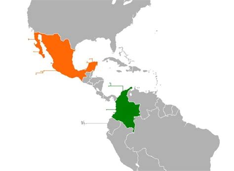 Colombia Mexico Map