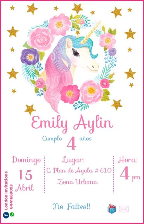 Invitación De Unicornio Para Imprimir 6C8