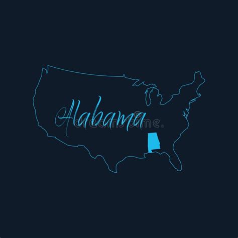 Alabama State Highlighted On United States Of America Map USA