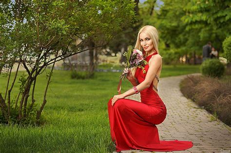 Hd Wallpaper Women Model Blonde Red Dress Wallpaper Flare