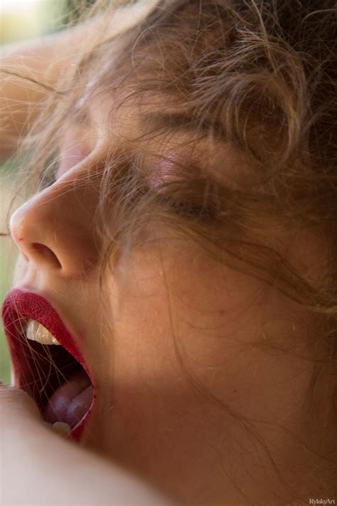 Glamorous Teen With Red Lips Clarice Shamelessly Poses Nude On The Terrace CoedCherry