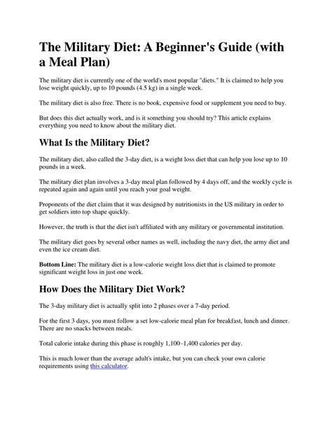 Ppt The Military Diet A Beginner S Guide With A Meal Plan Powerpoint Presentation Id 7675865