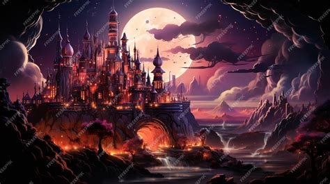 Premium AI Image | Game background Castle in the night