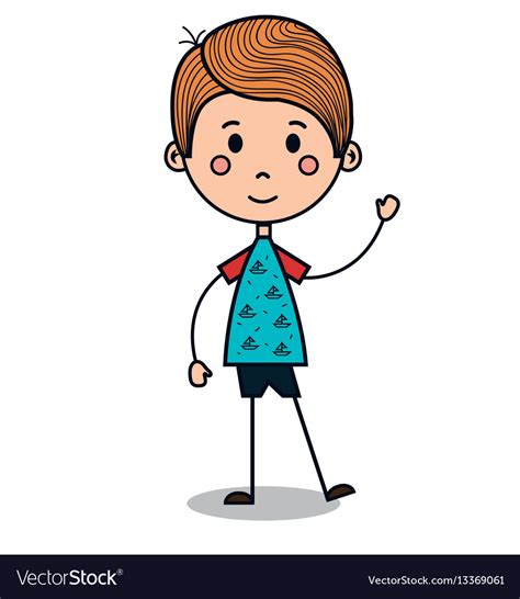 Cute Little Boy Drawing Royalty Free Vector Image