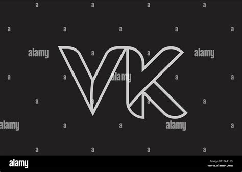 Black And White Alphabet Letter Vk V K Logo Combination Design Suitable