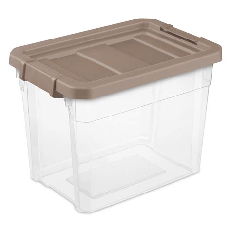 Sterilite Plastic 30 Qt Stacker Box Taupe Splash