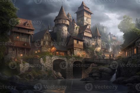 Medieval kingdom city. Fairytale palace. Generate Ai 22389796 Stock ...