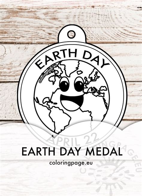 Printable Earth Day Paper Medal Coloring Page