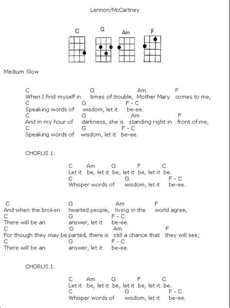 Let It Be Ukulele Chords