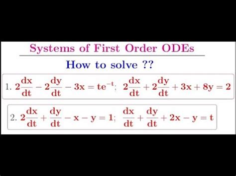 How To Solve Systems Of First Order Linear Odes Using D Operators