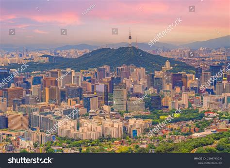 Downtown Seoul City Skyline Cityscape South Stock Photo 2198745033