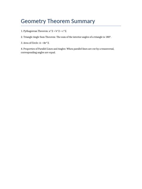 geometry theorem summary