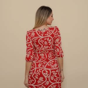 Aura Loja Vestido Catarina Midi Ramos Vermelho Vestidos