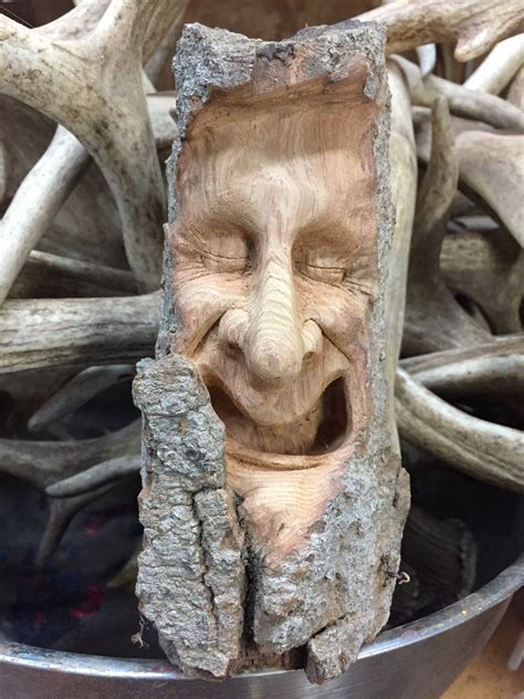 Wood Spirit Carving, Wood Art, Hand Carved by Josh Carte, Faces, Perfect Wood Gift, Handmade ...