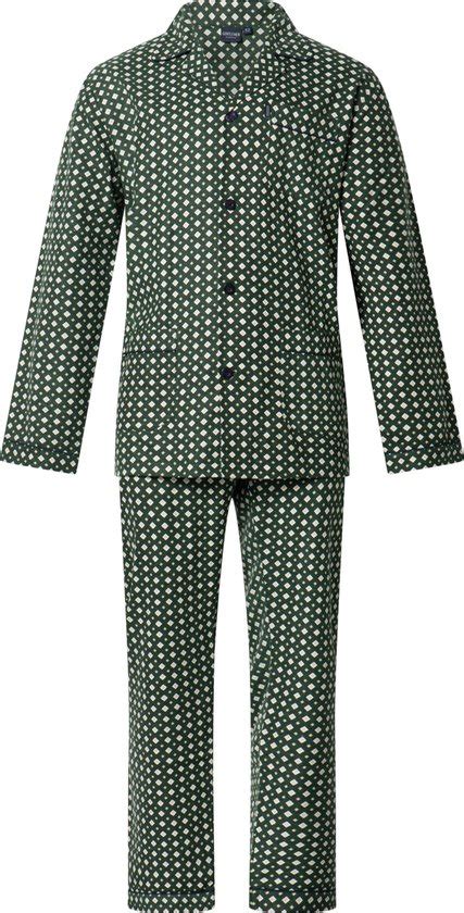 Heren Pyjama Flanel Van Gentlemen Aangeruwd Groen Bol