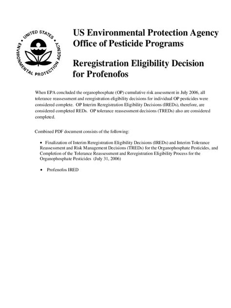 Fillable Online Us Epa Pesticides Reregistration Eligibility