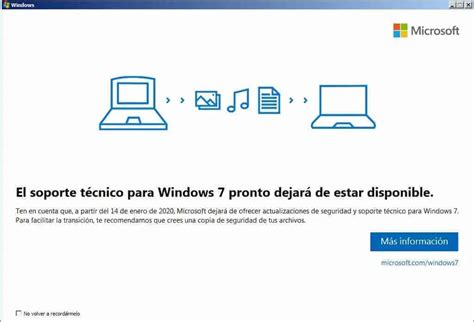 Qué hacer con este aviso del fin de soporte de Windows 7