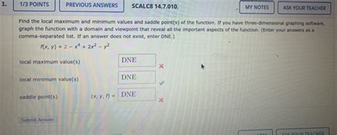 Solved 1 3 POINTS PREVIOUS ANSWERS SCALC8 14 7 010 MY Chegg