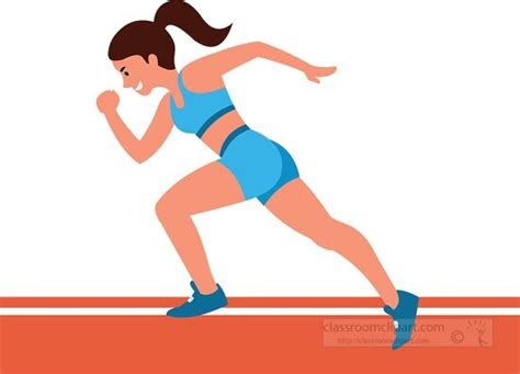 Track And Field Clipart Girl Competing In Sprints Race Over Short