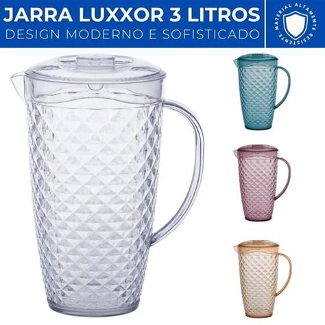 Jarra De Acrílico Tampa Luxxor 3L Suco ou Água Paramount Jarra